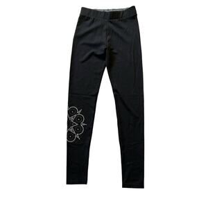 Desigual black silver studded starburst leggings sz XS moto